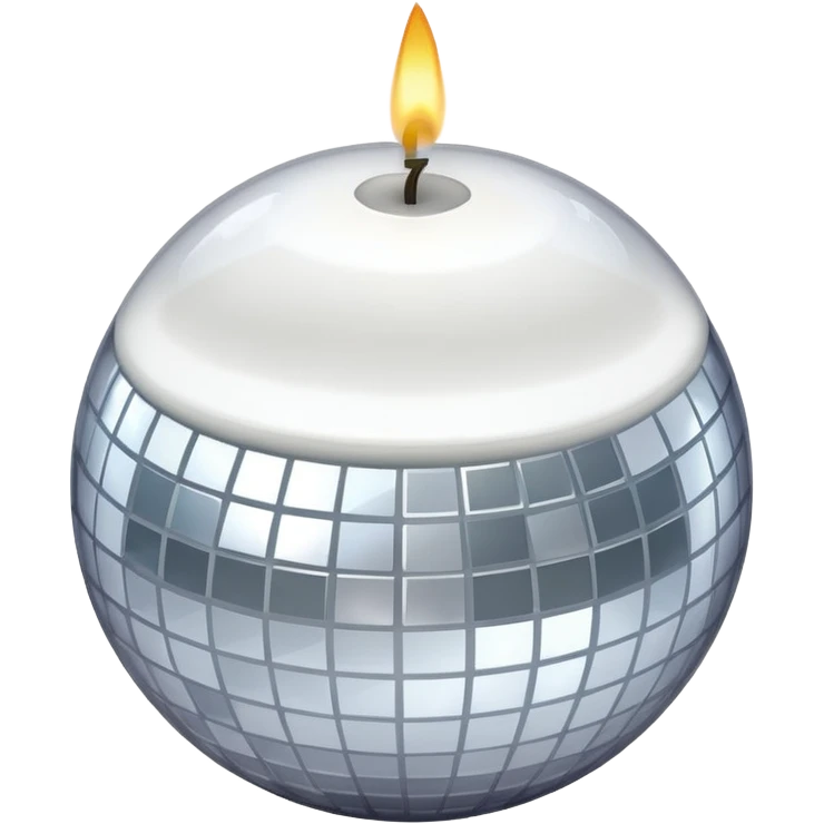 white candle with a disco ball emoji