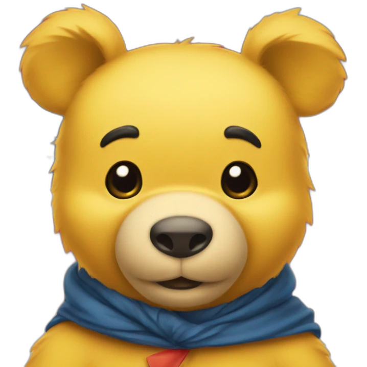 pooh face in front of china country flag emoji