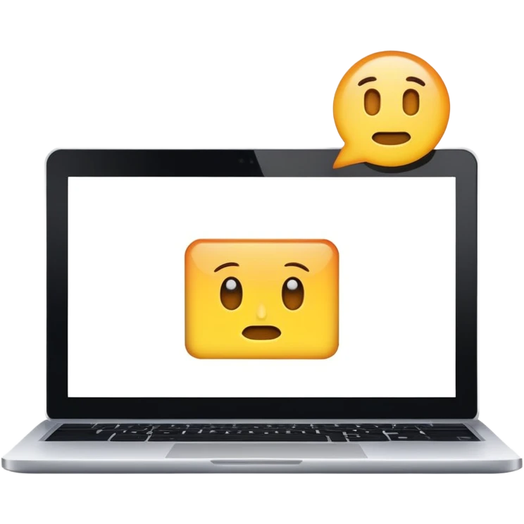 laptop screen with promp emoji