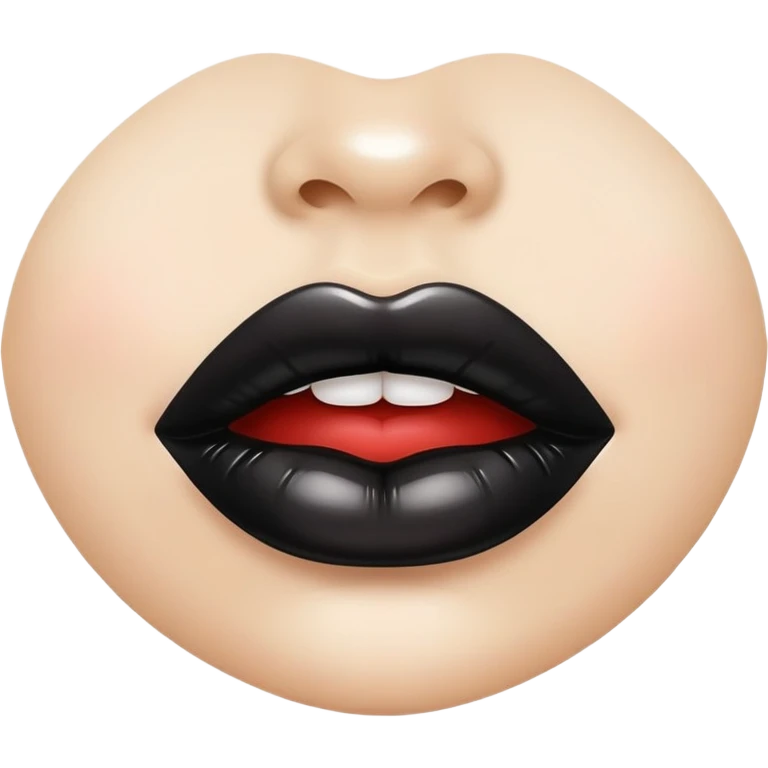 Glossy black lips, puckered as if for a kiss emoji