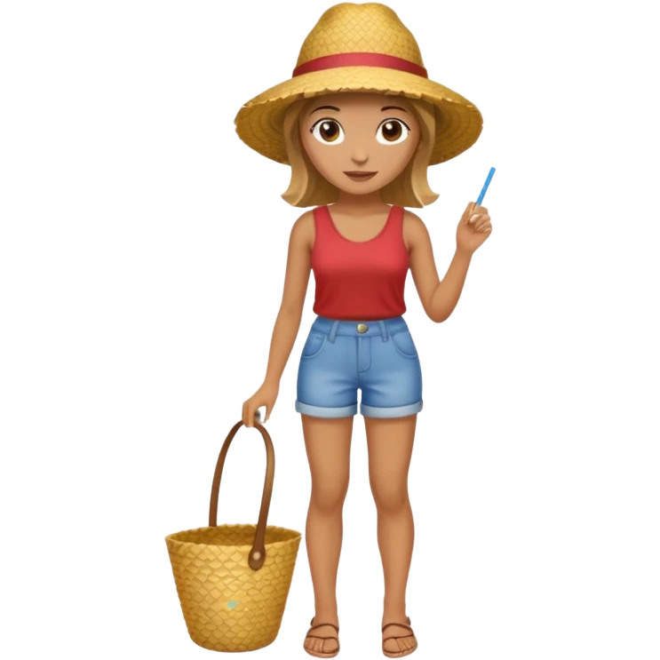 full body woman with straw hat emoji