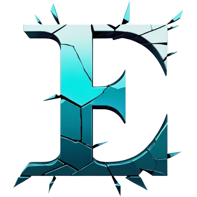 Stylized capital letter T with glitch effects or cracked edges emoji