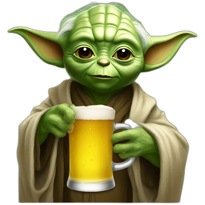 Yoda drink a beer emoji