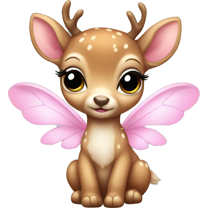 baby deer with fairy wings and a pink bow around its neck  emoji