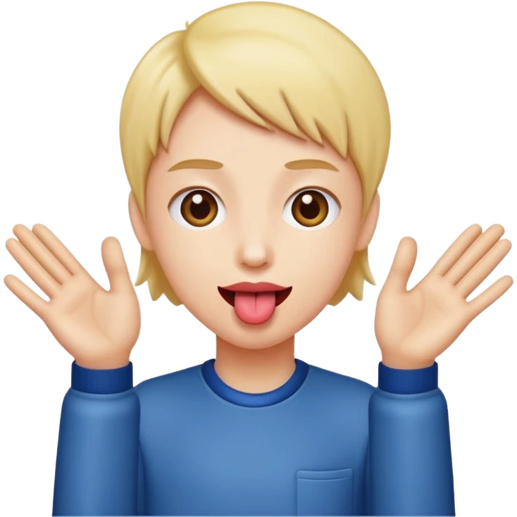 Tongue out with hands to the side  emoji