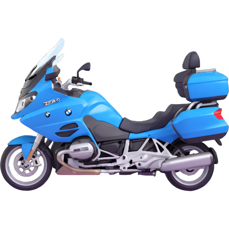blue BMW R 1200 RT touring motorcycle with rider and saddlebags emoji