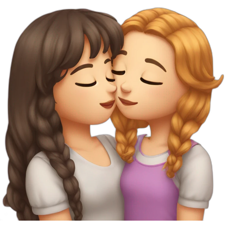 A girl cat kissing a girl cat emoji