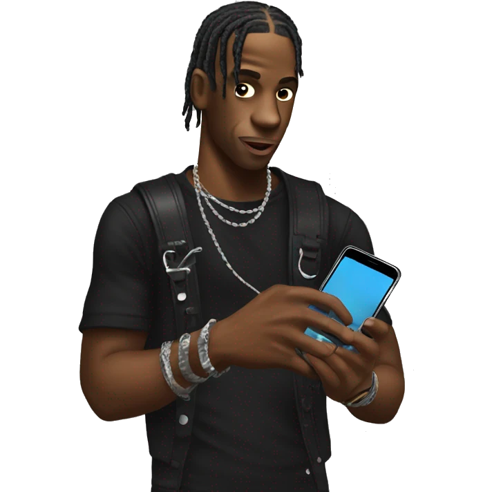 travis scott with a phone in his hand emoji