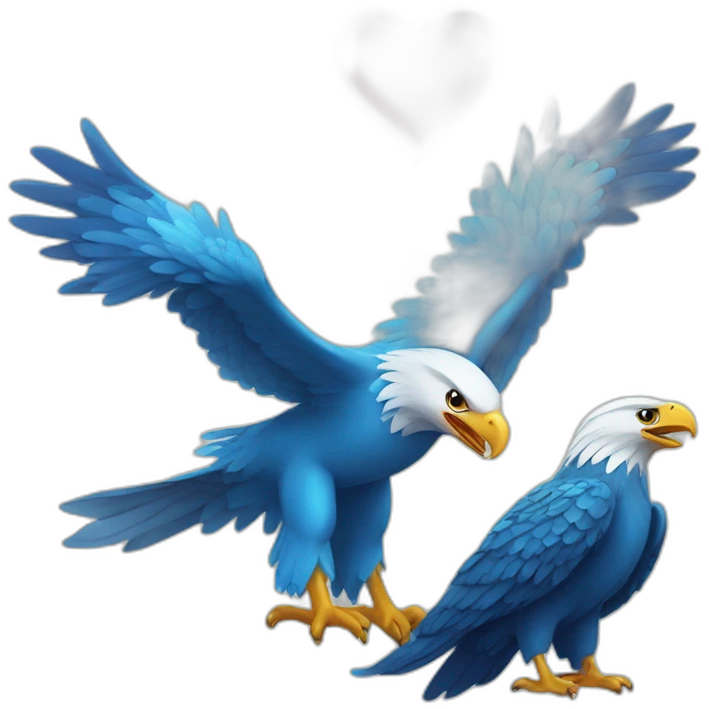 Two animals blue snake and eagle in love emoji