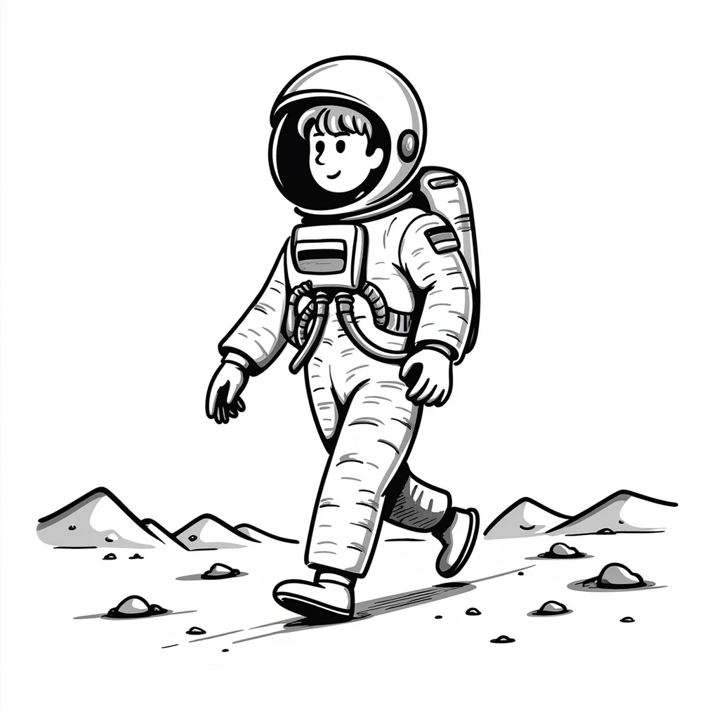 Cosmonaut walking on a planet surface, wearing a spacesuit with Russian flag, light hair and light skin visible through helmet emoji