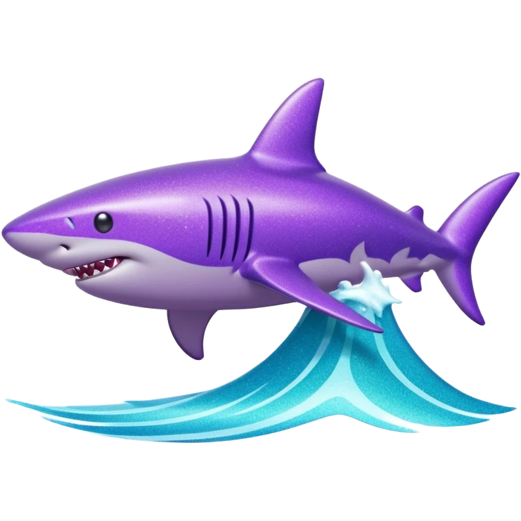 purple glitter shark on a cyan wave emoji