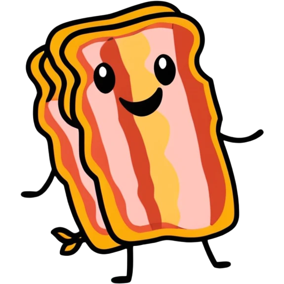 Rasher of bacon with a happy face emoji