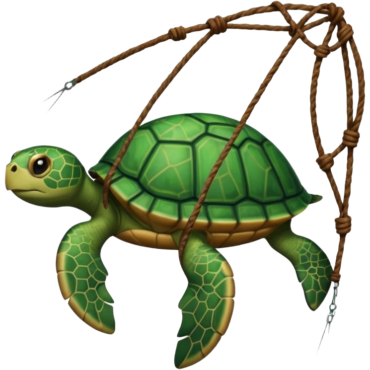 turtle stuck with fishing web emoji