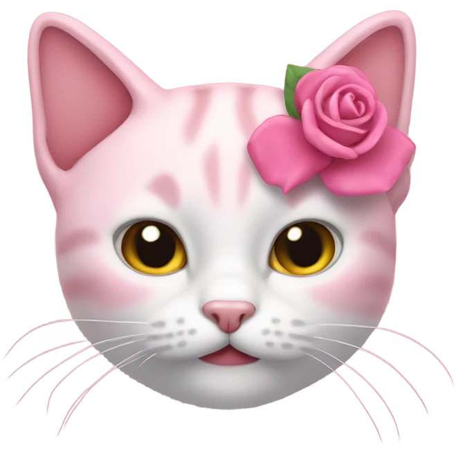 un chat avec un noeud rose emoji