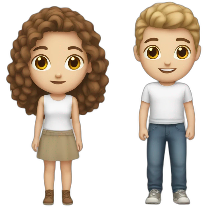 White boy and girl with Brown eyes  emoji