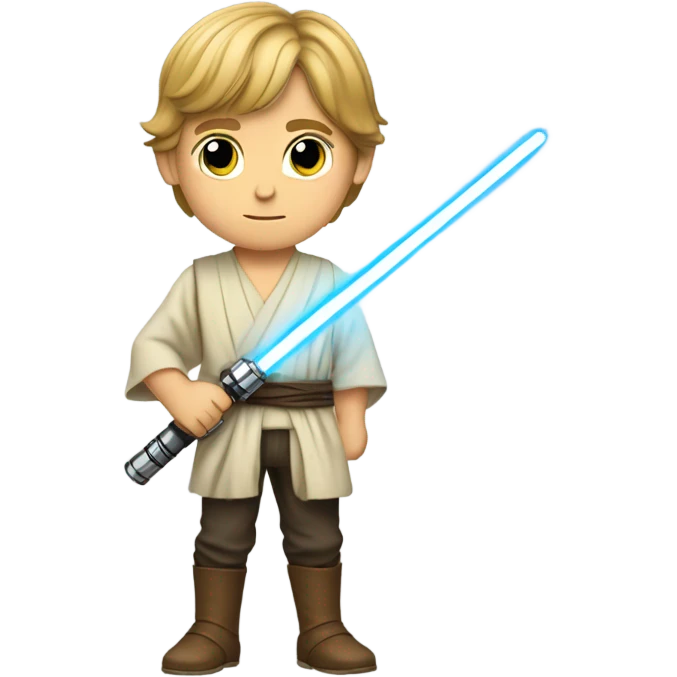 Young Luke Skywalker wielding a light saber emoji