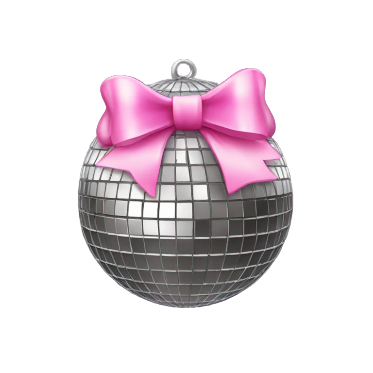 Disco ball with pink bow emoji