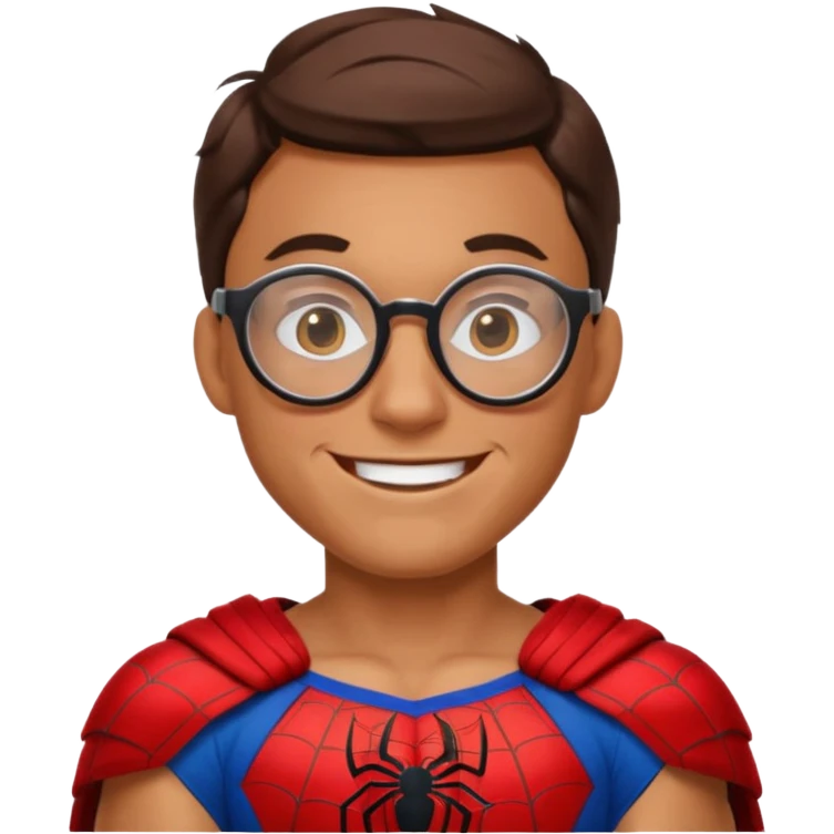 Spiderman, wearing gladiator cloth, big round glassed emoji