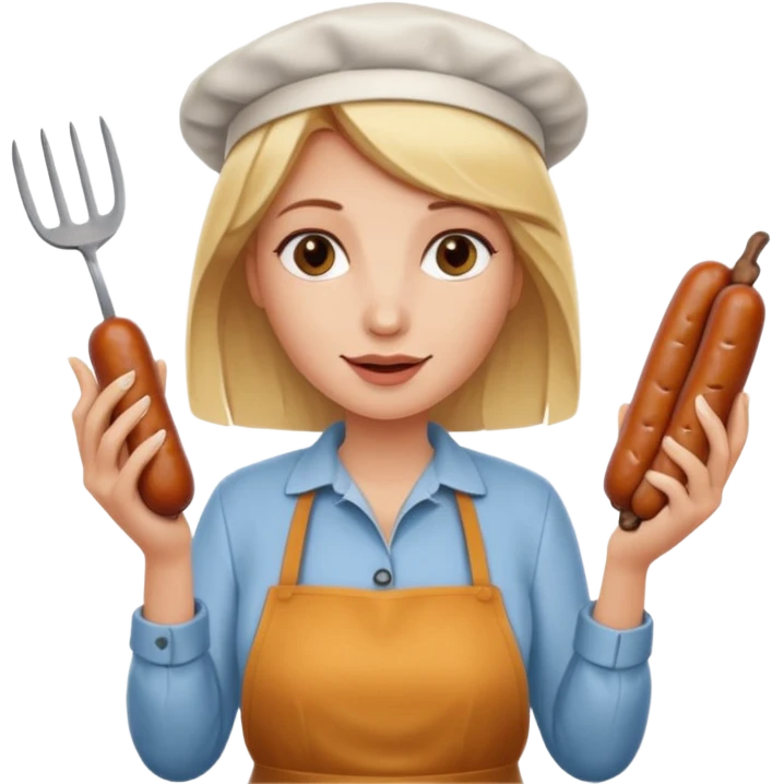 Naked blonde with both hands holding weiner emoji