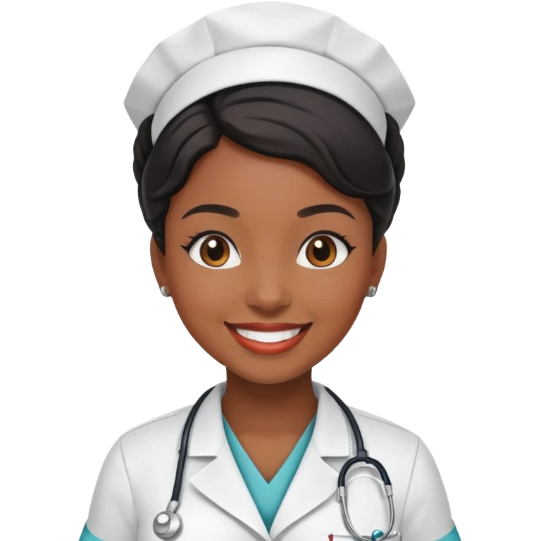 A black female nurse standing emoji