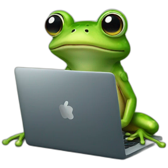 frog doing webdesign and being cute emoji