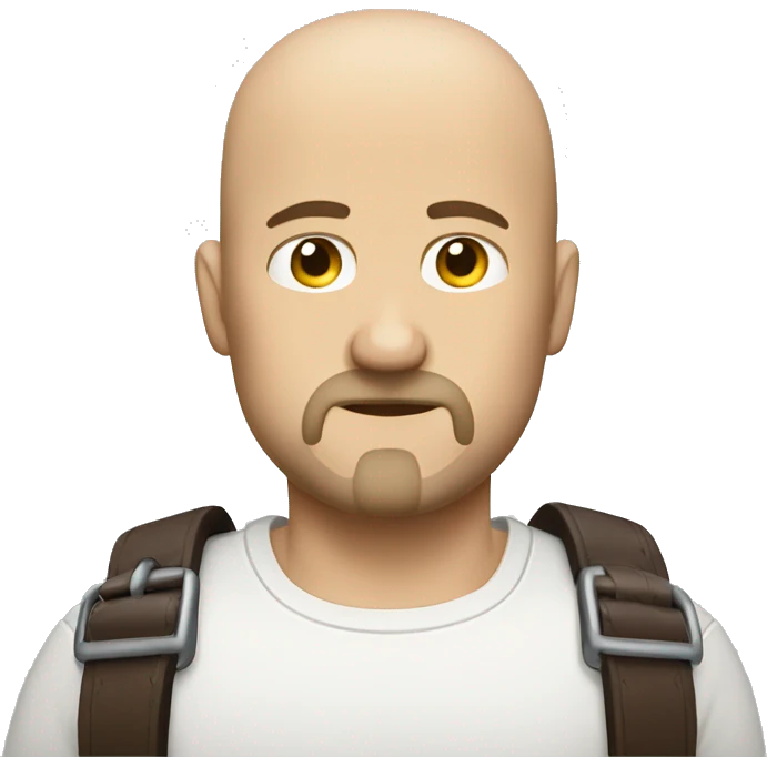 Bald white guy with goatee who looks sad wearing leather straps  emoji