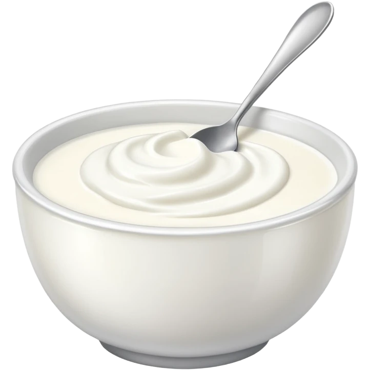 A bowl of yoghurt with a spoon in it  emoji
