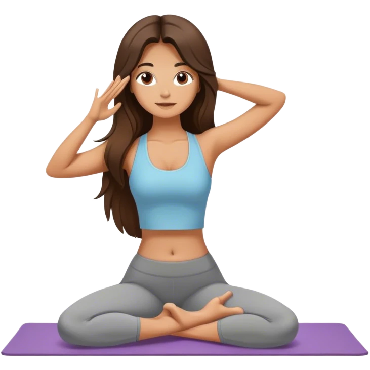 long haired brunette girl yoga emoji