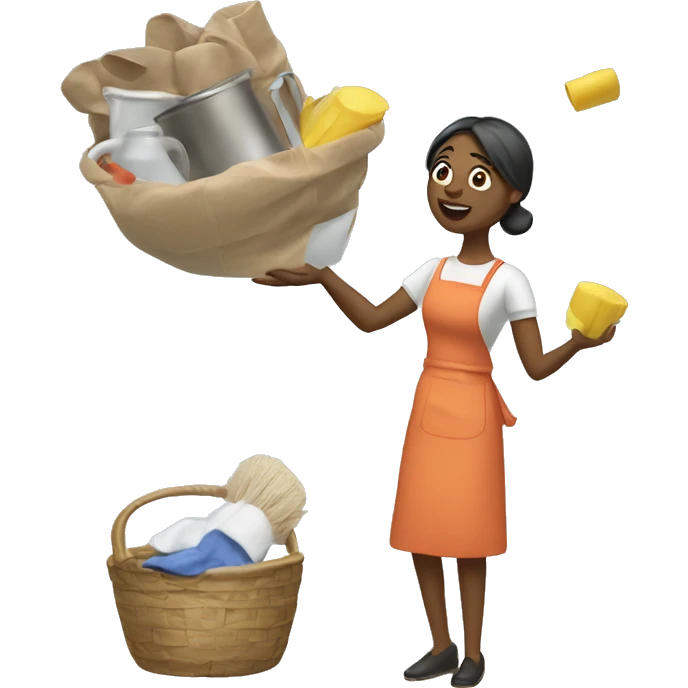 housewife juggles chores emoji