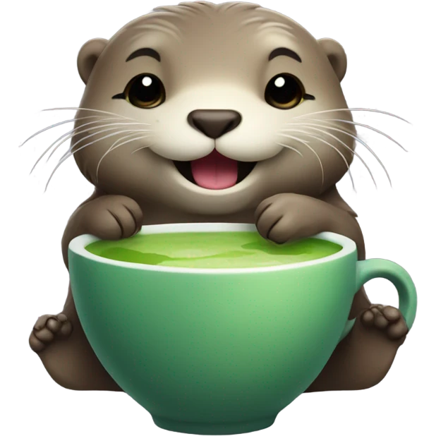 Cute otter drinks  matcha emoji
