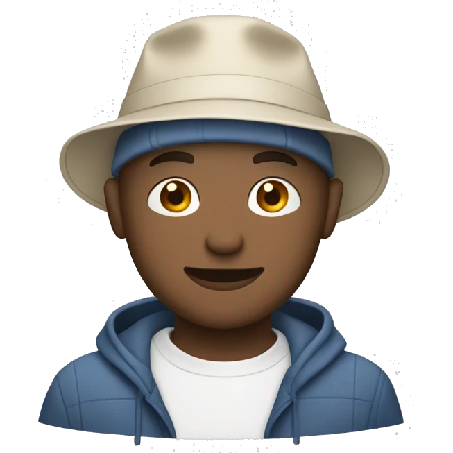 bald white man holding two coffees wearing a bucket hat emoji