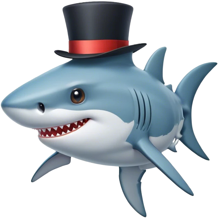 Shark with a top hat emoji