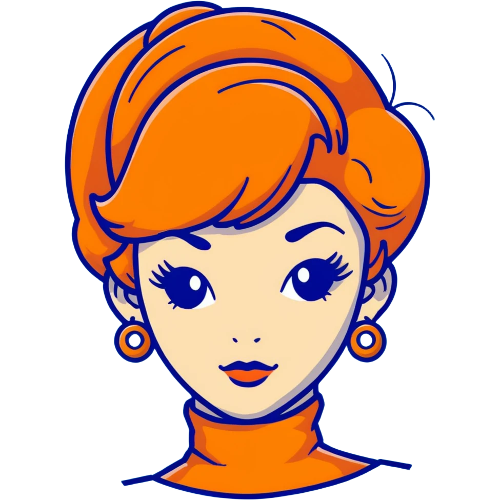 orange hair styled in a retro bouffant emoji
