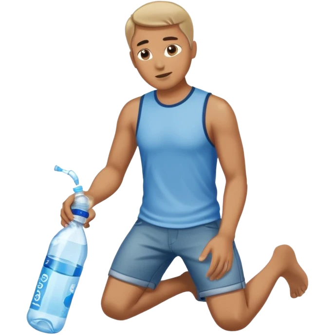 man full body emptying in the floor a bottle of water emoji