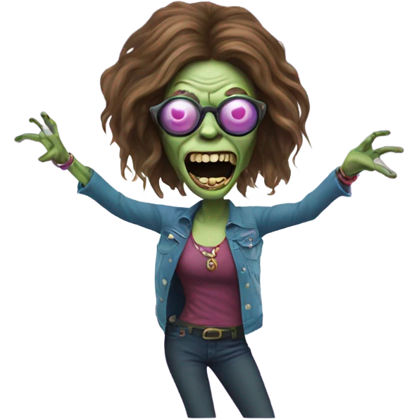  janis joplin zombie  dancing with circle glasses emoji