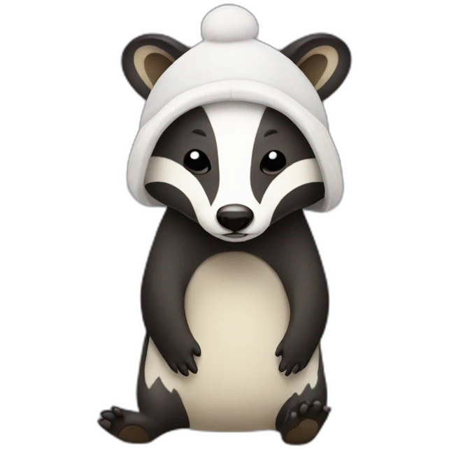 A cute badger with a sleep hat emoji