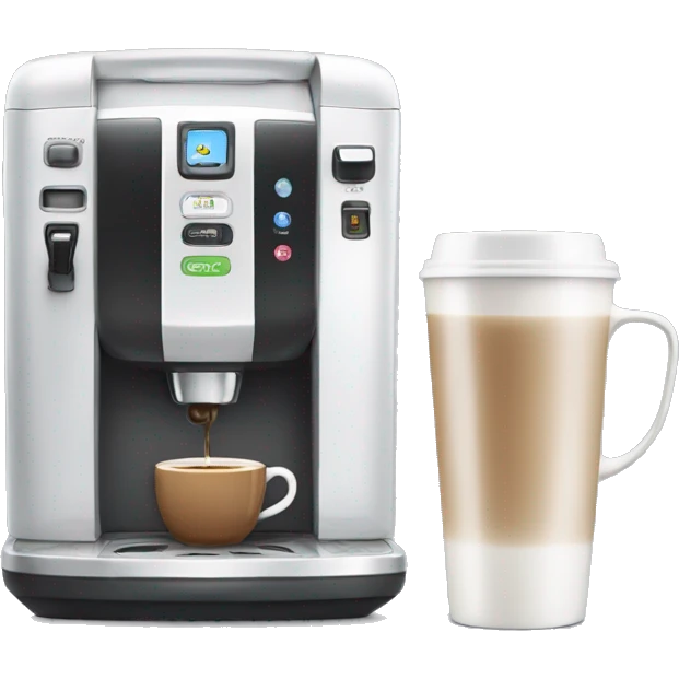 Coffee machine with a mug of coffee and milk container emoji