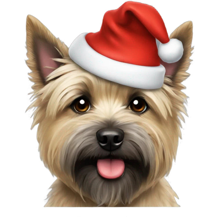 Cairn terrier wearing Santa hat emoji