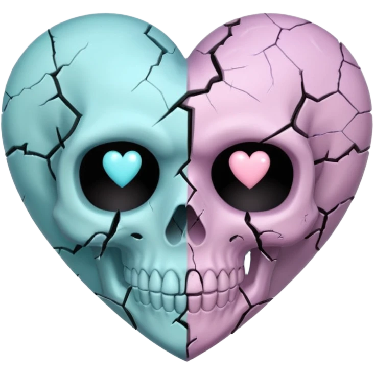 pastel goth heart with pastel skull emoji