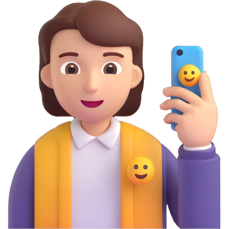 guy scrolling on phone, 3D emoji style emoji