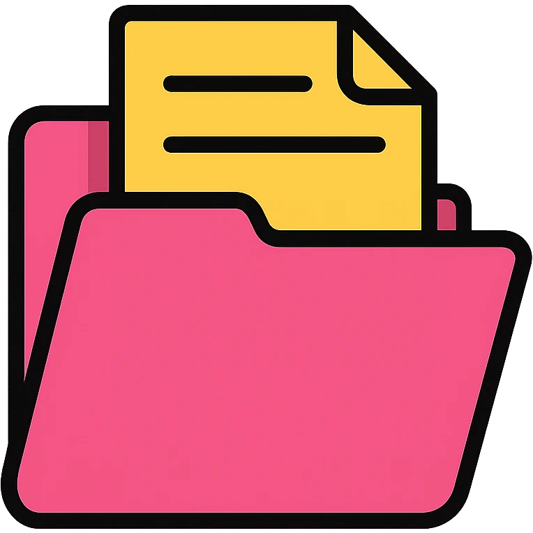 Hot pink folder with documents inside, slightly open emoji