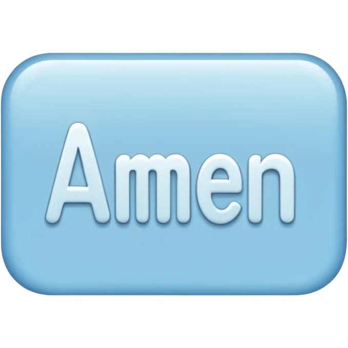 light blue word "AMEN" simple font in rectangle emoji