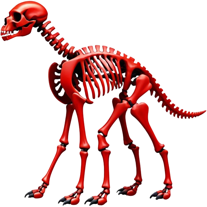 A black and red epic shiny cool edgy skeletal bone animal, full body emoji