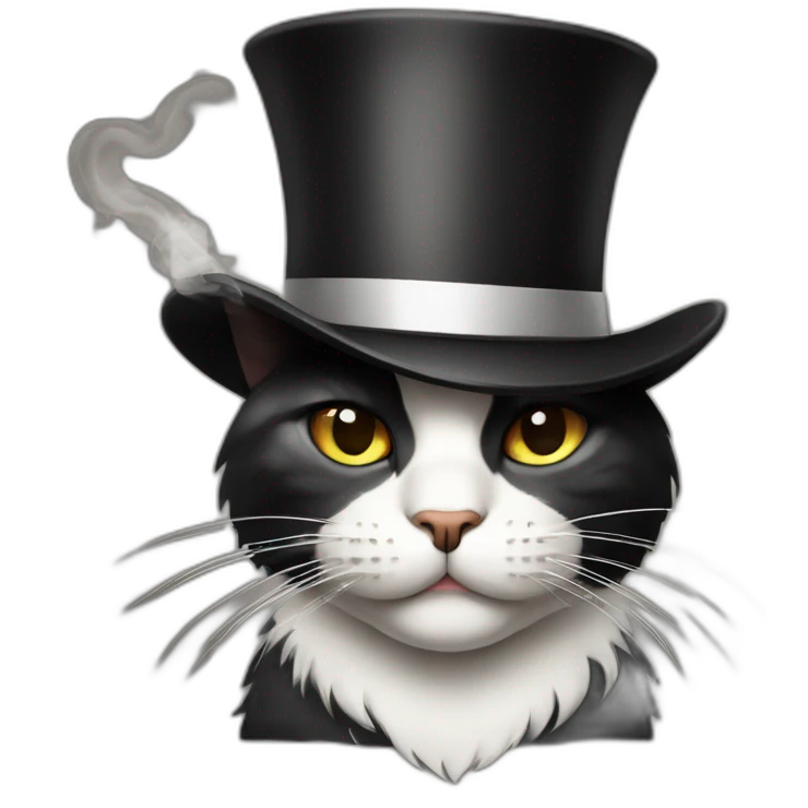 Smoking rich cat with high hat emoji