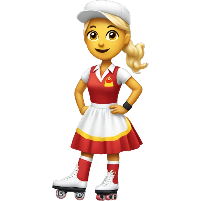 waitress on roller skates McDonald's uniform dress emoji