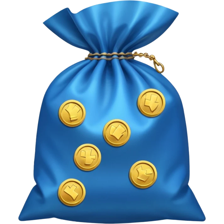 blue coins inside an opened bag  emoji