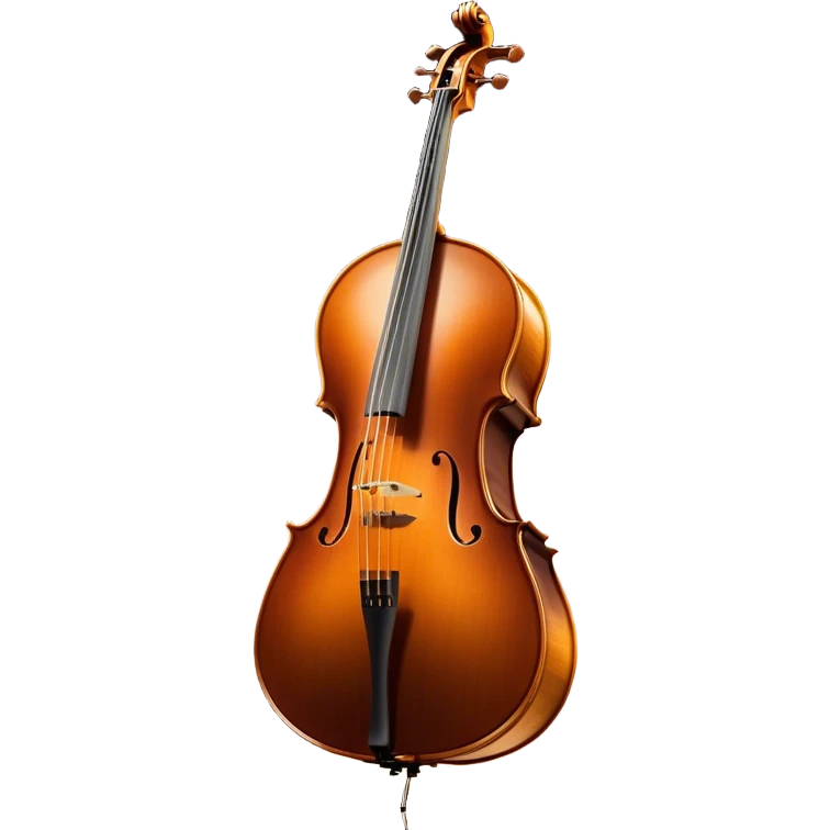Cinematic Realistic Cello, deep brown polished wood, elegant f-holes creating contrast, warm golden light reflecting off its curves, glowing with depth and a rich musical resonance. emoji