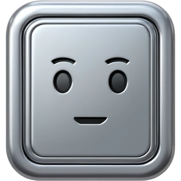 A futuristic microchip emoji made of polished silver chrome, minimal circuit details, smooth metallic surface, soft lighting, iOS emoji style, centered, clean white background emoji