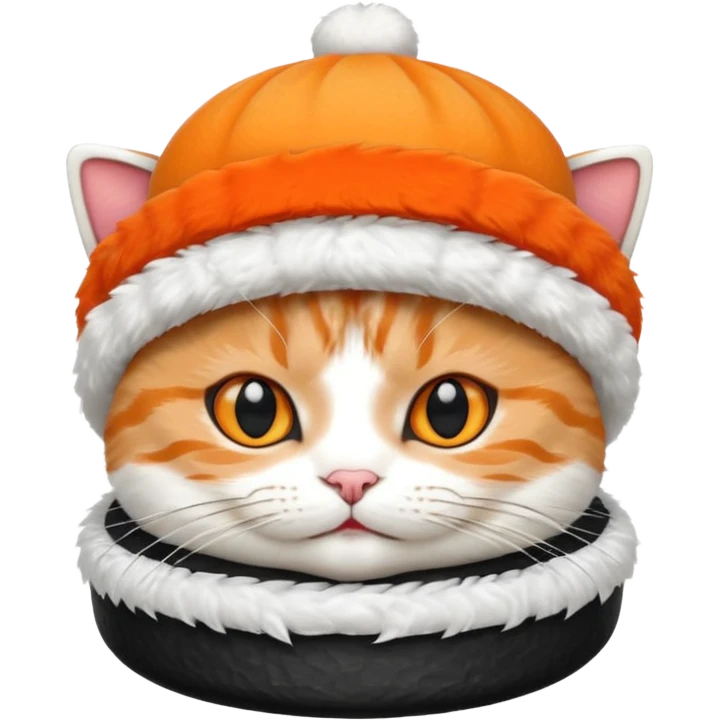 cat wearing a hat made out of sushi emoji