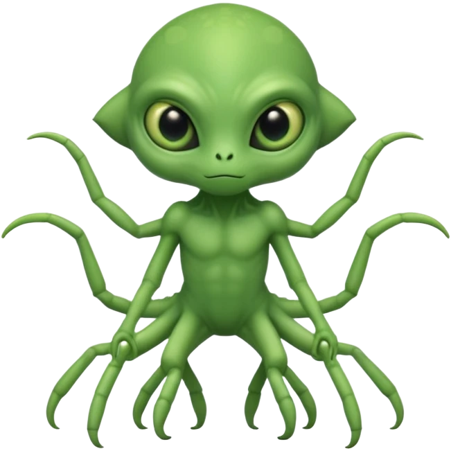 full body cute humanoid peacefull alien furry with 6 legs and eye stalks emoji